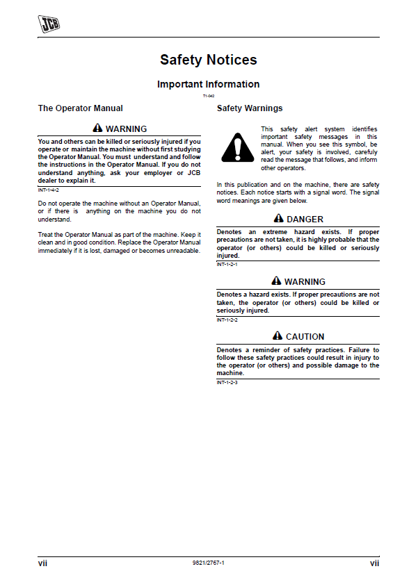 JCB 520-50 Loadall Controls and Maintenance Manual