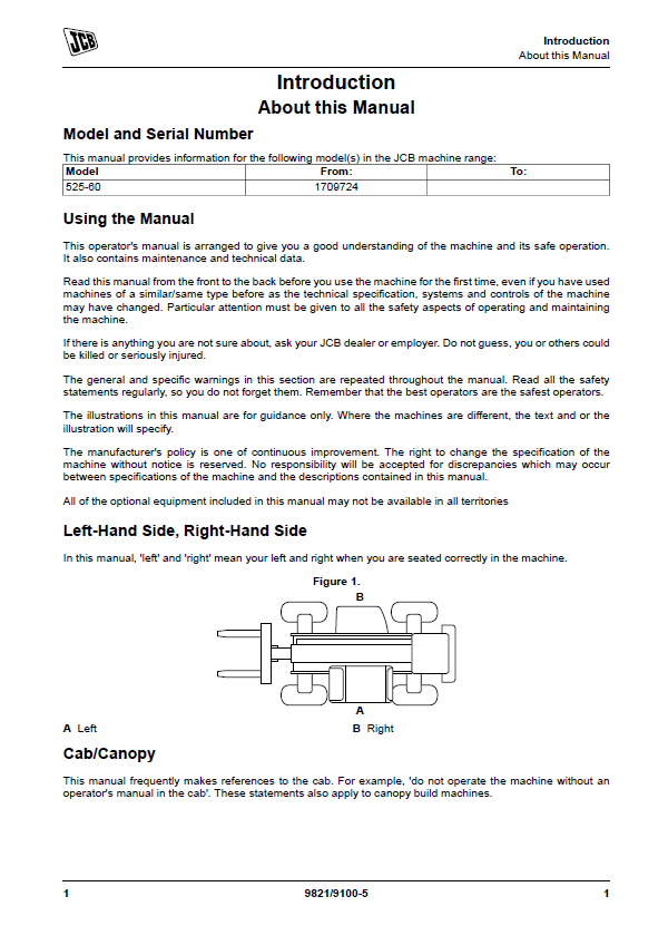 JCB 525-60 Compact Loadall User & Safety Manual PDF
