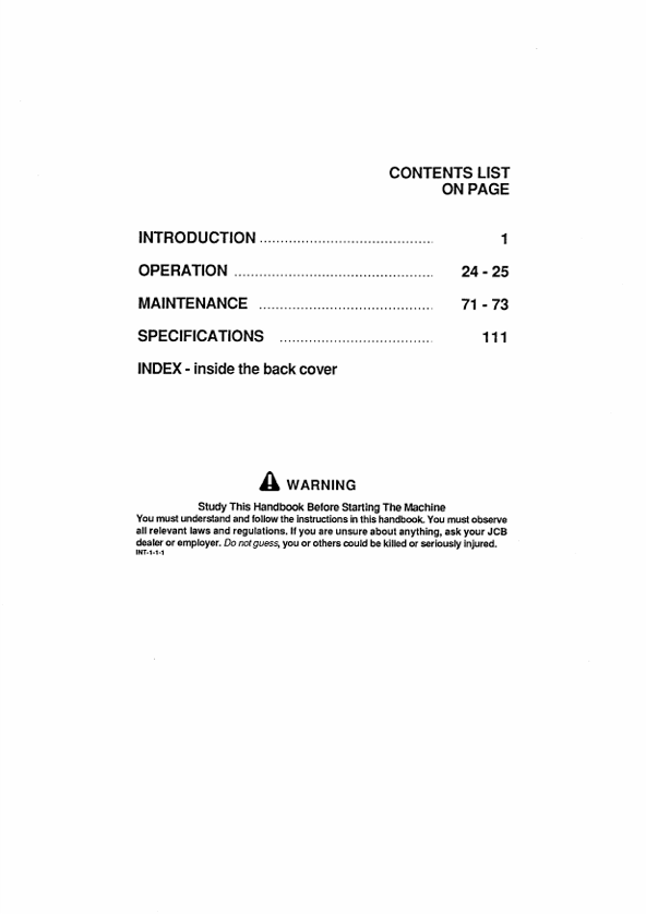 JCB 926 & 930 Operator Handbook Manual PDF Download