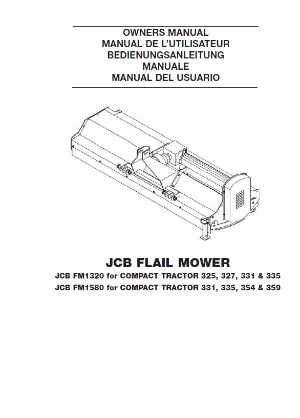 JCB Flail Mower FM1320 & FM1580 Owner Manual PDF