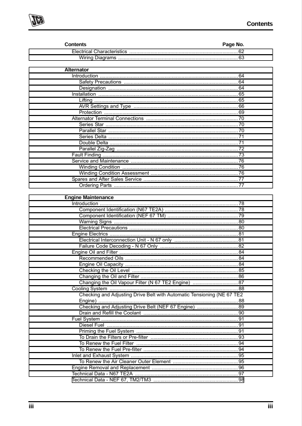 JCB G130RX to G220QX Generator Set Operator Manual Download