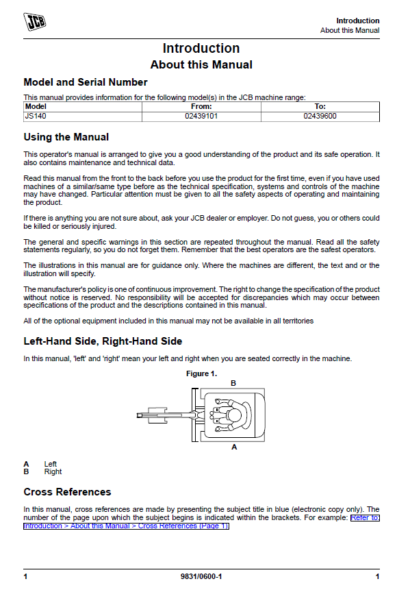 JCB JS140 User Manual and Safety Instructions PDF