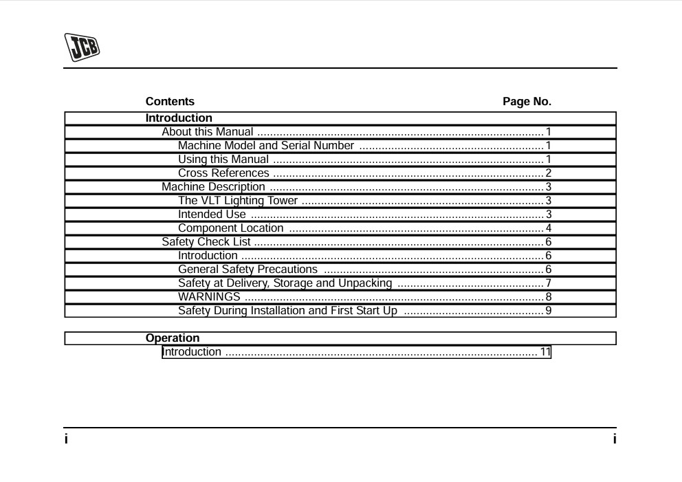 JCB VLT Lighting Tower Manual PDF Download