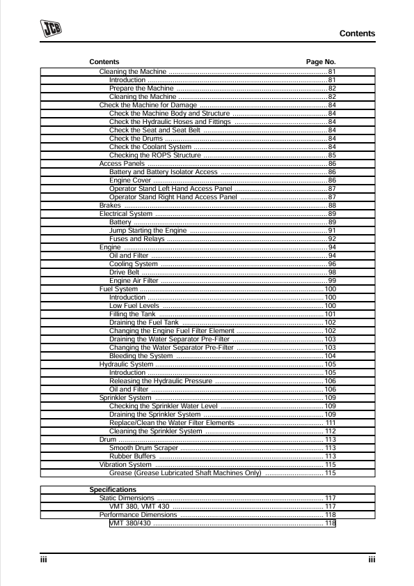 JCB VMT380 VMT430 Operating & Maintenance Manual PDF