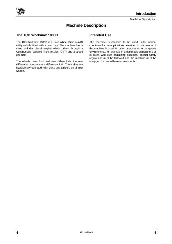 JCB Workmax 1000D Manual PDF – Operation & Maintenance Guide