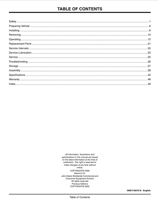 JOHN DEERE PRO850, PRO900, PRO911 UTILITY BACKHOE OPERATOR MANUAL OMKV18678