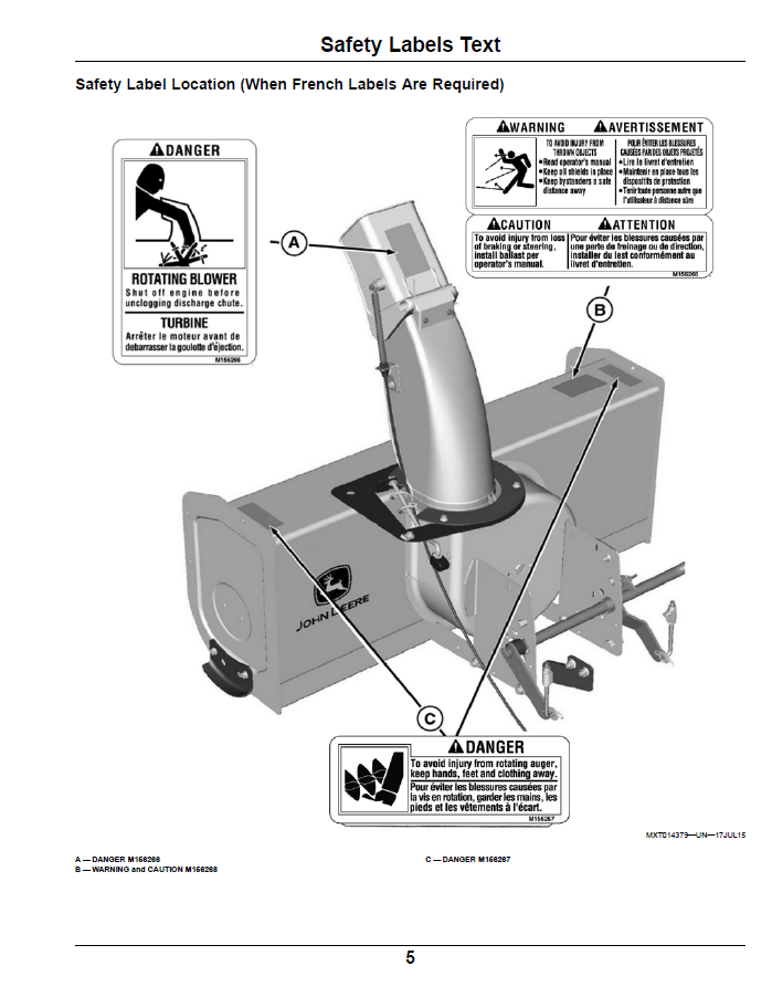 John Deere 100 Series Snowblower OMM177515 User and Maintenance Manual
