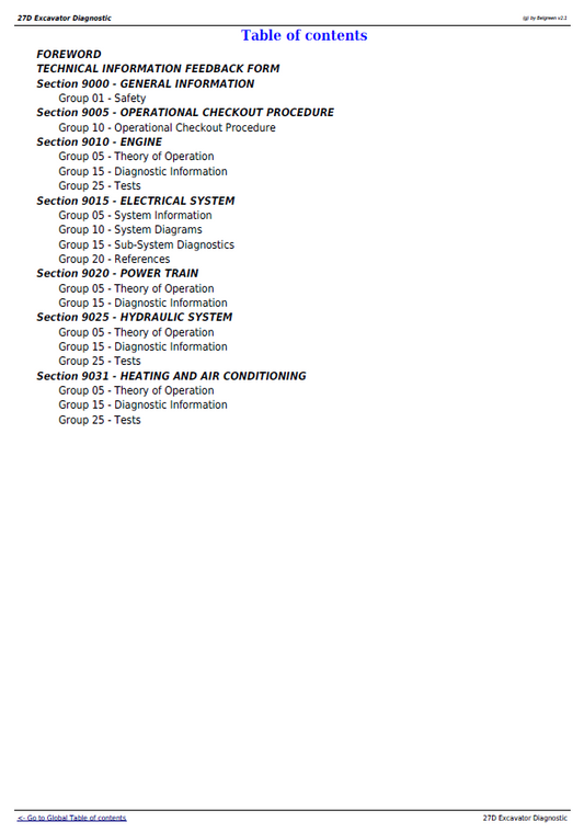 John Deere 27D Excavator TM2355 Operation & Diagnostic Guide