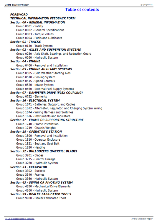 John Deere 27ZTS Mini Excavator TM1837 Service Repair Manual
