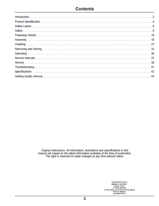 John Deere 2 & 3 Bag Material Collection System OMTCU33004 Manual