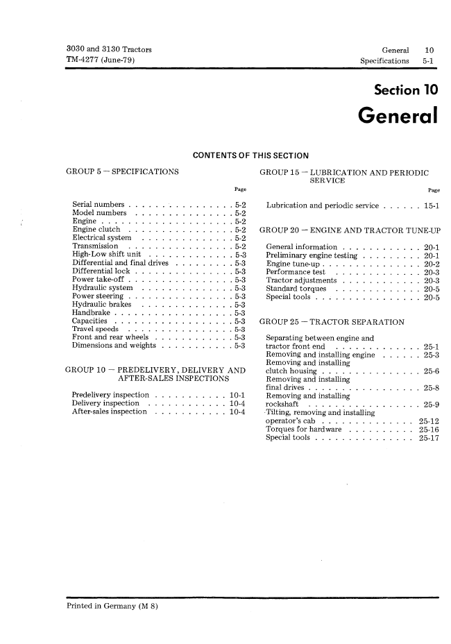 John Deere 3030-3130 TM4277 Maintenance, Diagnostic & Repair Manual