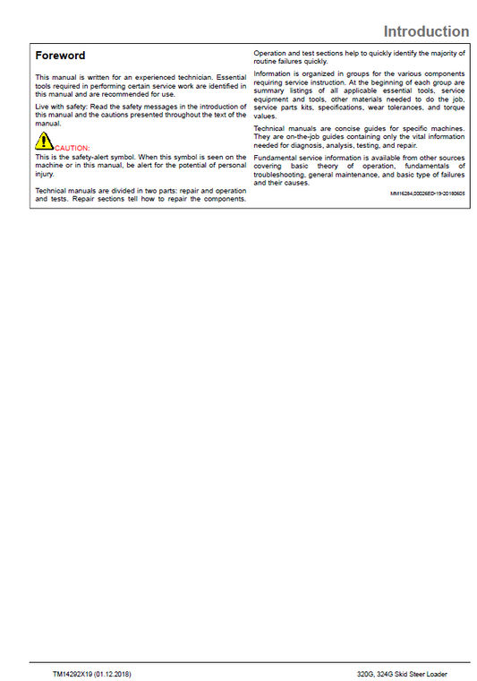 John Deere 320G 324G Skid Steer Loader Diagnostic Service Manual TM14292X19