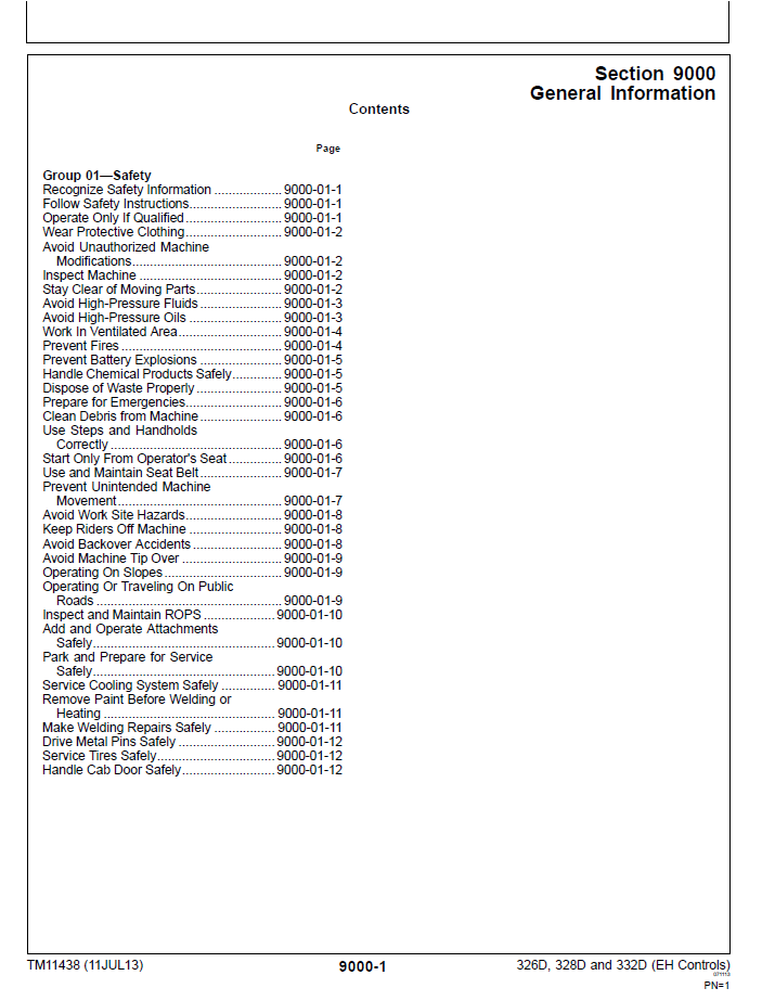 John Deere 326D/328D/332D EH Controls Troubleshooting Manual TM11438
