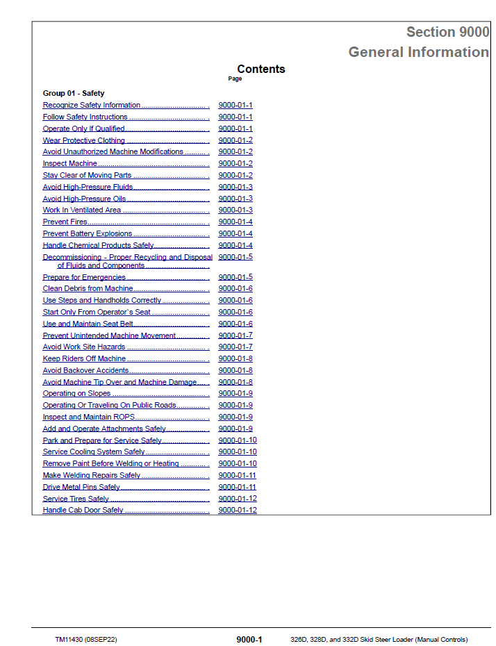 John Deere 326D/328D/332D Skid Steer Troubleshooting & Service Manual TM11430