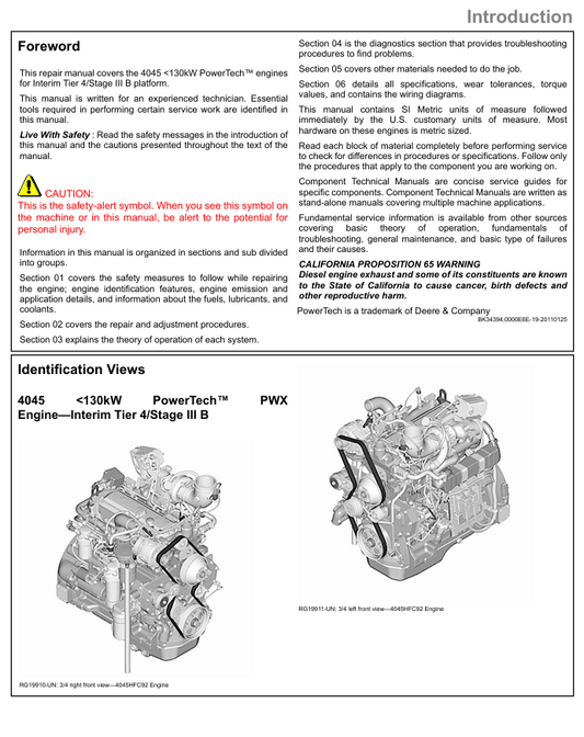 John Deere 4045 IT4/S3B ECU Level 23 Service & Repair Manual CTM114619