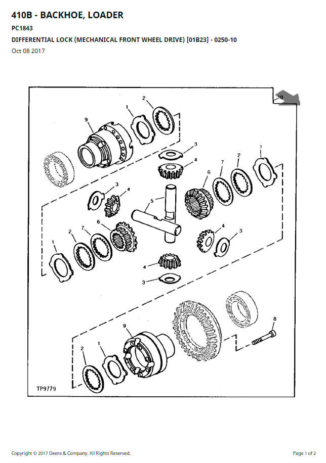 John Deere 410B Backhoe Loader Parts Reference Manual PC1843
