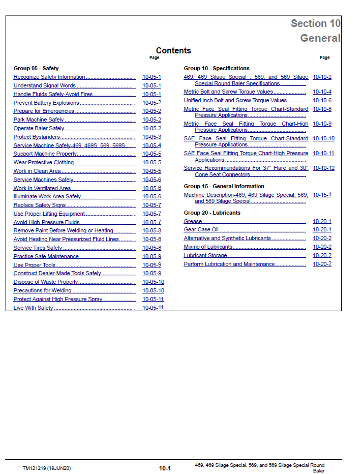 John Deere 469 and 569 Round Baler Workshop Technical Manual Download