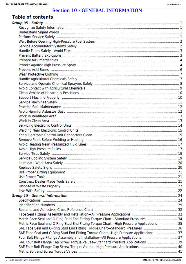 John Deere 4930 Self-Propelled Sprayer Repair Technical Manual (TM1386) PDF