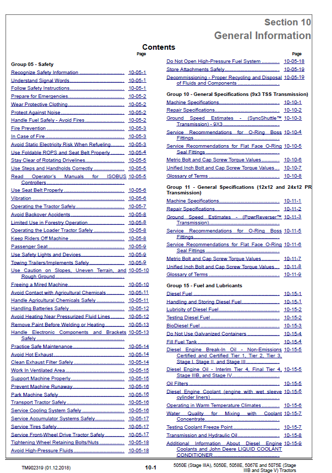 John Deere 5050E-5075E Tractor Workshop Manual PDF TM902319