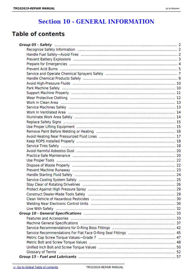 John Deere 5065M 5075M 5085M 5095M 5095MH 5105M 5105ML Tractor Repair Manual (TM102619) PDF