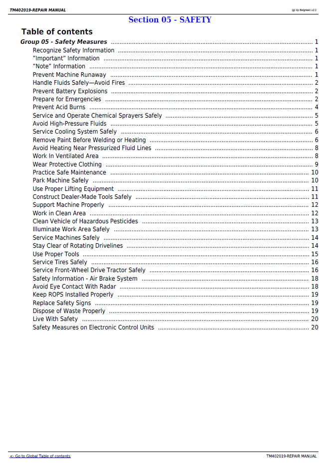 John Deere 5070M 5080M 5090M 5100M Diagnostic Service Manual PDF TM402019
