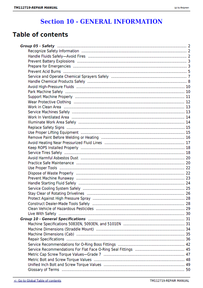 John Deere 5083EN 5093EN 5101EN Tractor Repair Manual (TM112719) PDF