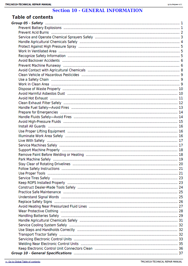 John Deere 5085E 5090E 5090EL 5100E FT4 Tractor Technical Repair Manual (TM134519) PDF