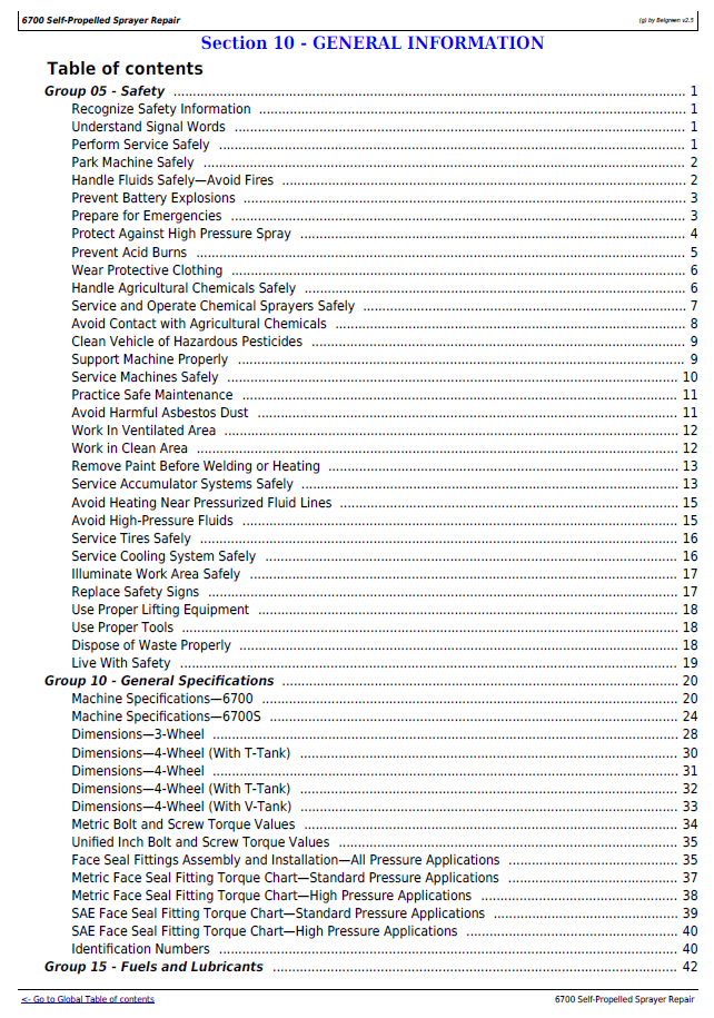 John Deere 6700 Agricultural Sprayer Complete Repair Manual Guide