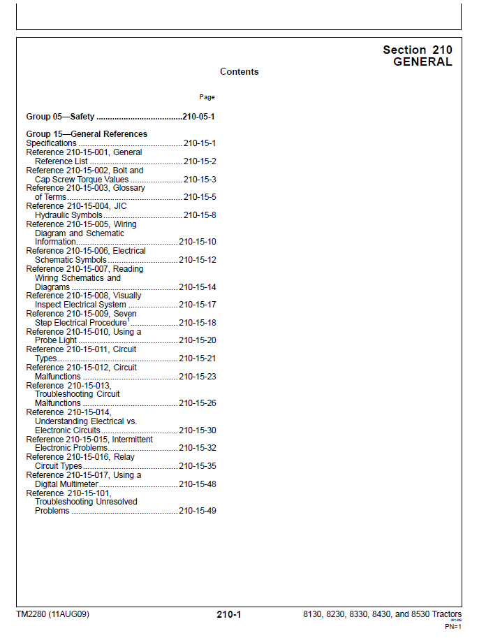 John Deere 8130-8530 Tractor Service & Repair Manual TM2280