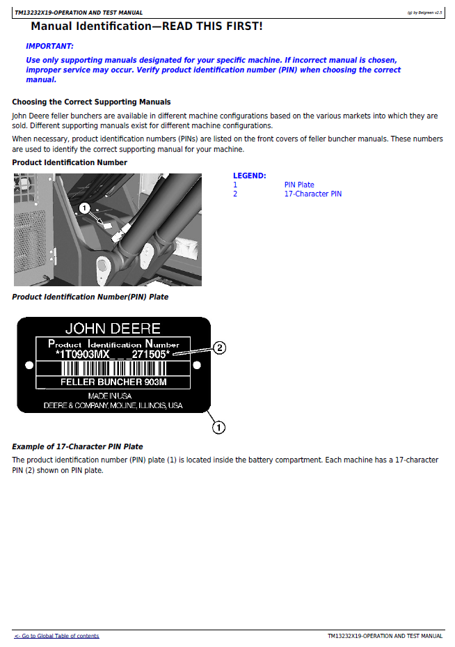 John Deere 903M/953M Tracked Feller Buncher Troubleshooting & Diagnostic Guide TM13232X19