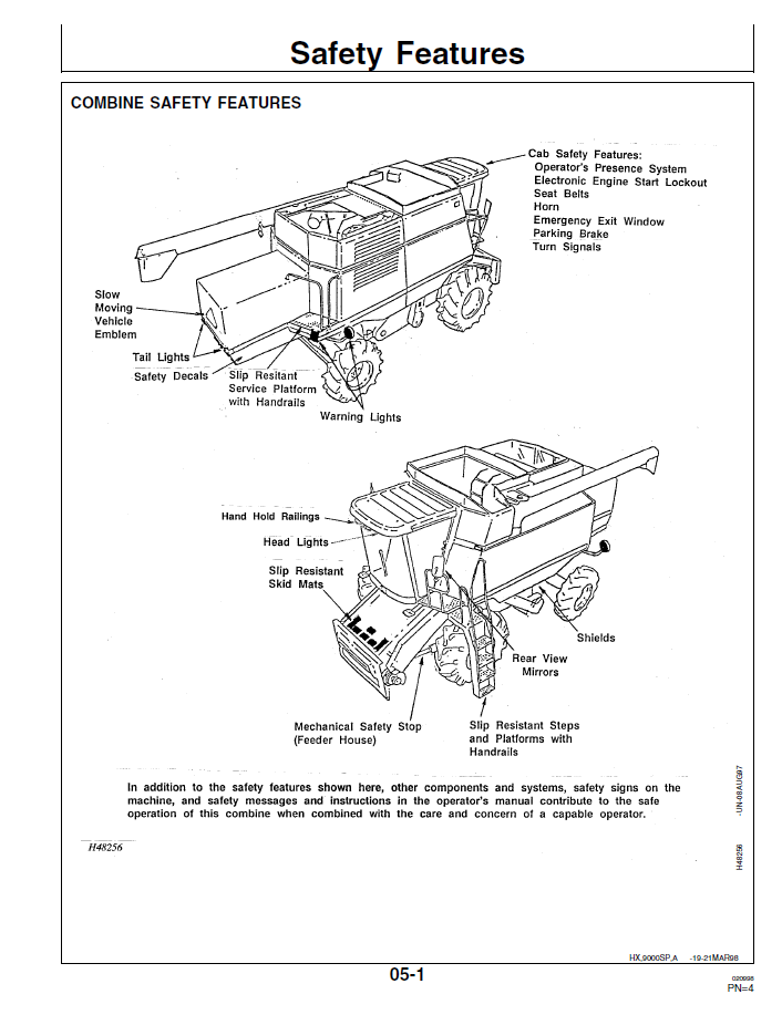 John Deere 9410 9510 9610 Harvester Operator Manual OMH167086