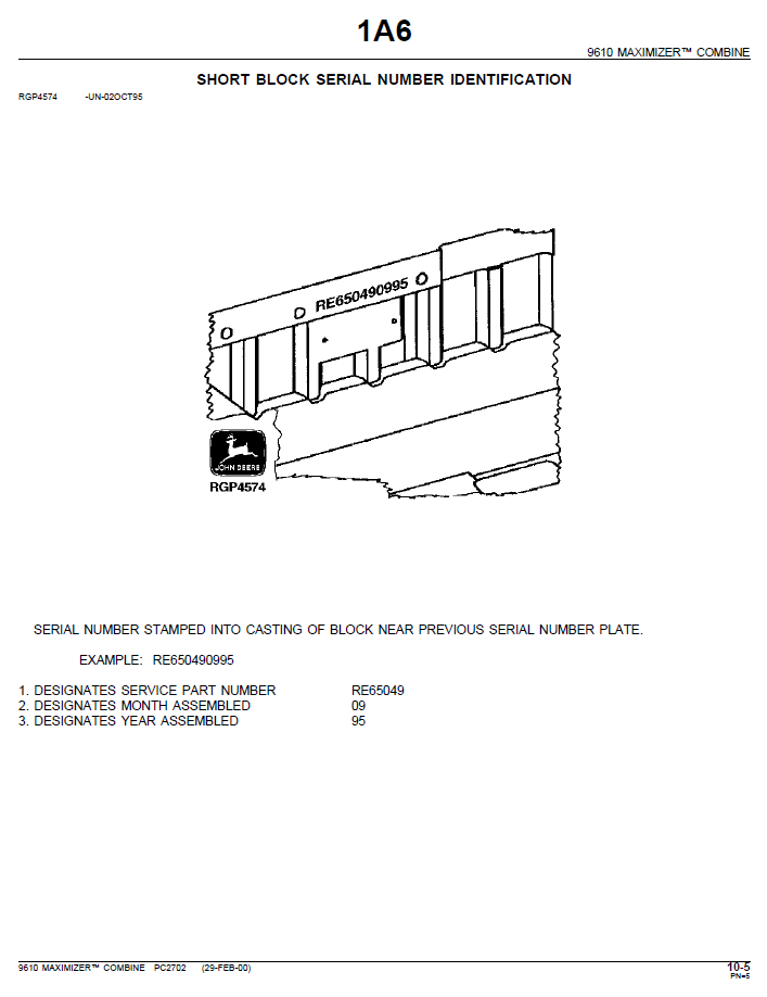 John Deere 9610 900 Series Cutting Platform Parts Manual PC2702