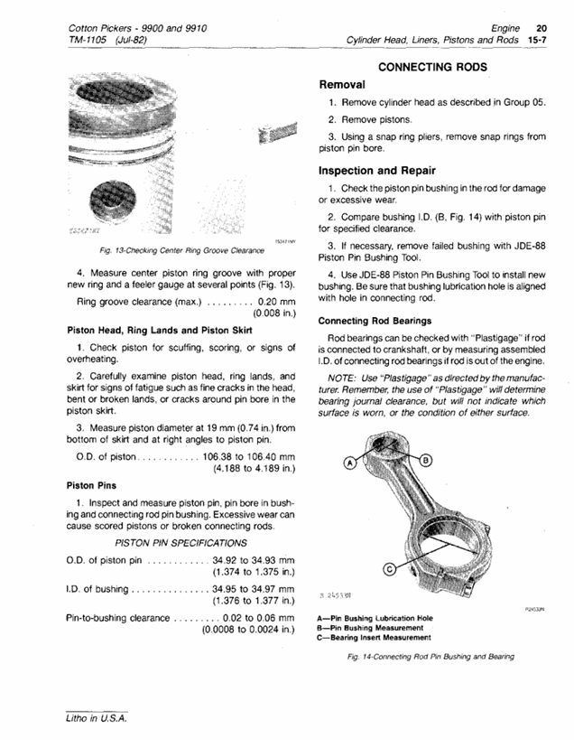 John Deere 9900 9910 Cotton Picker Workshop & Technical Guide TM1105