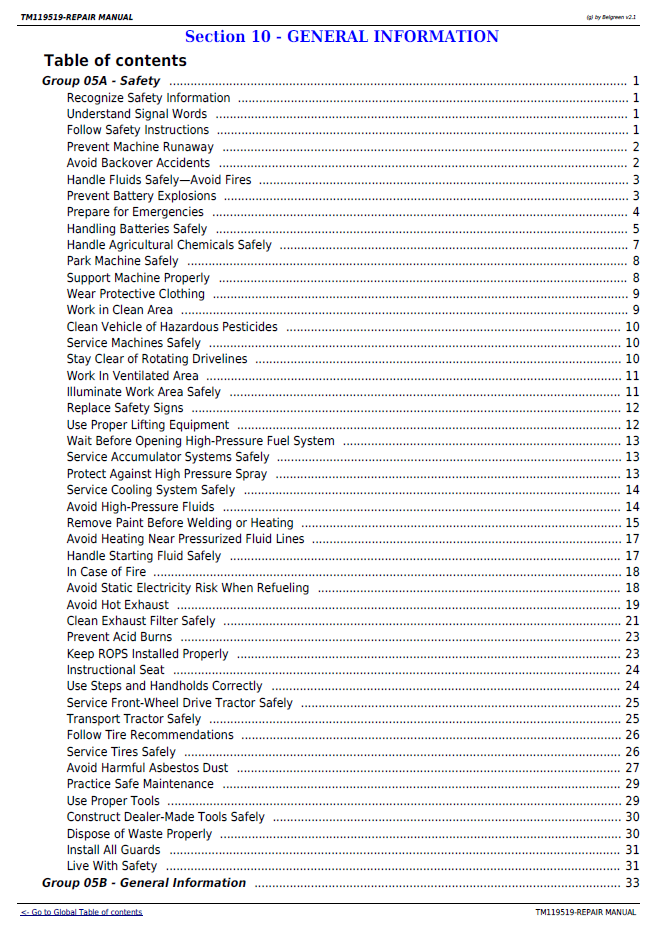 John Deere 9R 9RX Tractor Repair Manual TM119519 PDF Guide