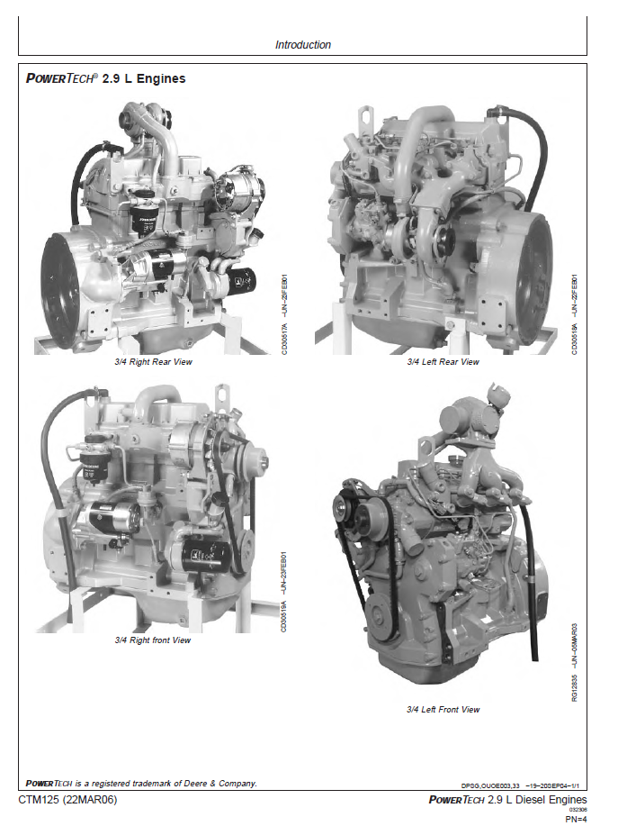 John Deere CTM125 PowerTech 2.9L Diesel Engine Maintenance Handbook