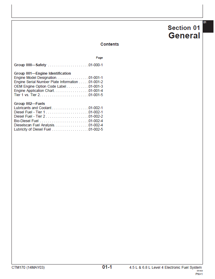 John Deere CTM170 Electronic Fuel System Repair Manual for PowerTech Engines