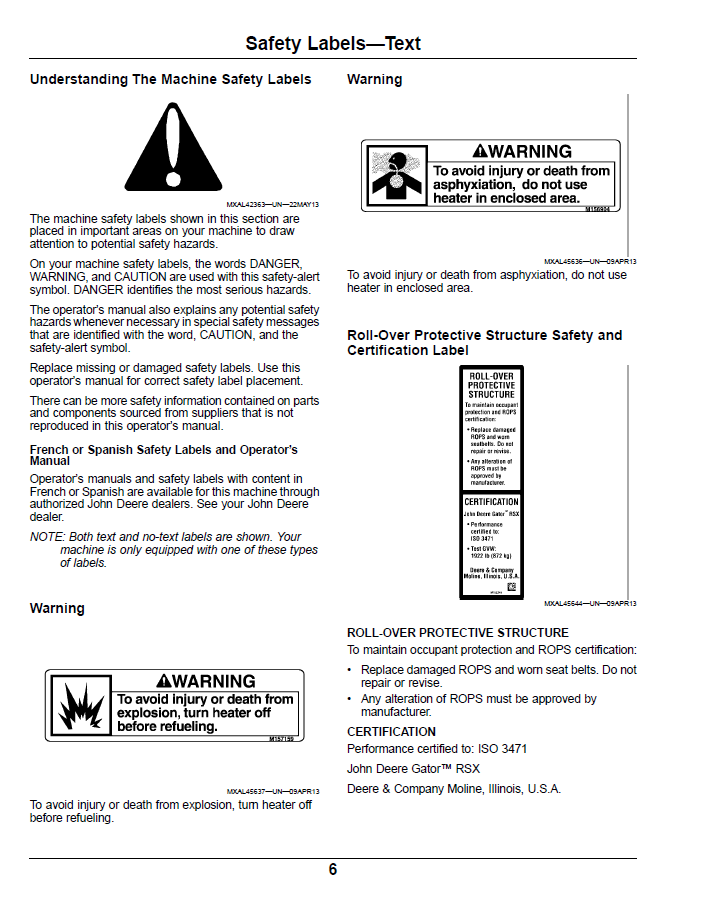 John Deere Gator RSX850i OMM173024 User and Maintenance Manual