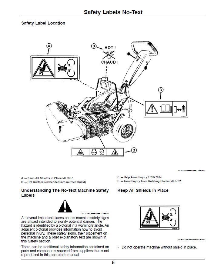 John Deere Hybrid Walk Greens Mower OMTCU37344 User Book