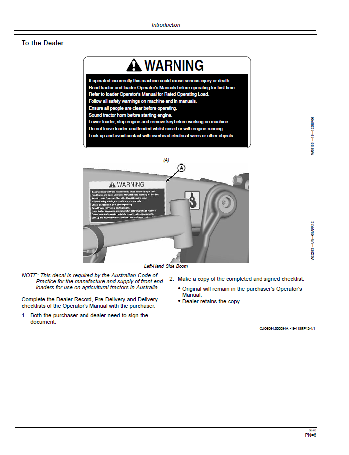 John Deere Loader 300CX OMW56050 Maintenance Book