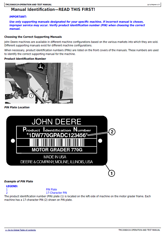 John Deere Motor Grader Complete Testing Service Manual TM13066X19