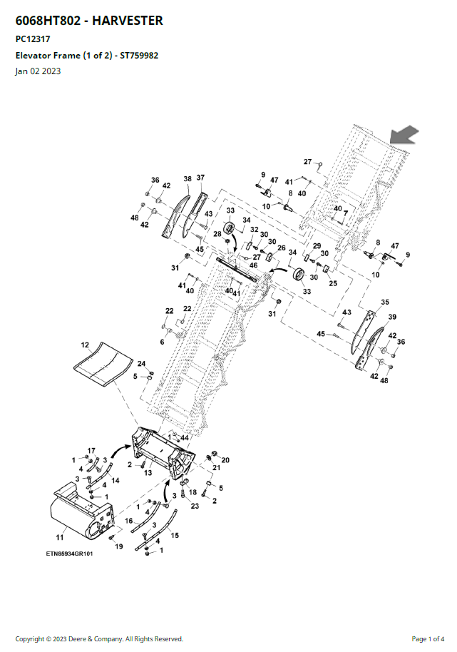John Deere PC12317 6068HT802 Agricultural Harvester Parts Manual