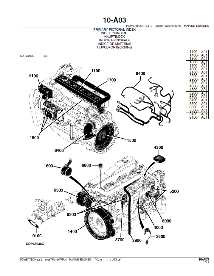 John Deere PC2481 Marine Engine Component & Spare Parts Manual