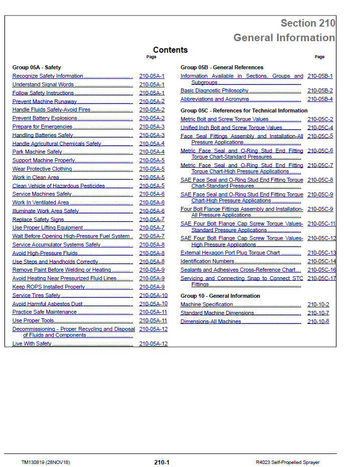 John Deere R4023 Self-Propelled Sprayer Factory Technical Manual PDF