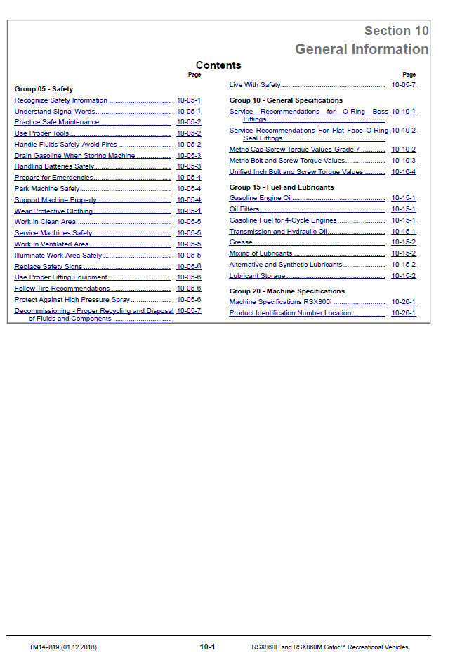 John Deere RSX860E RSX860M UTV Workshop Technical Manual PDF