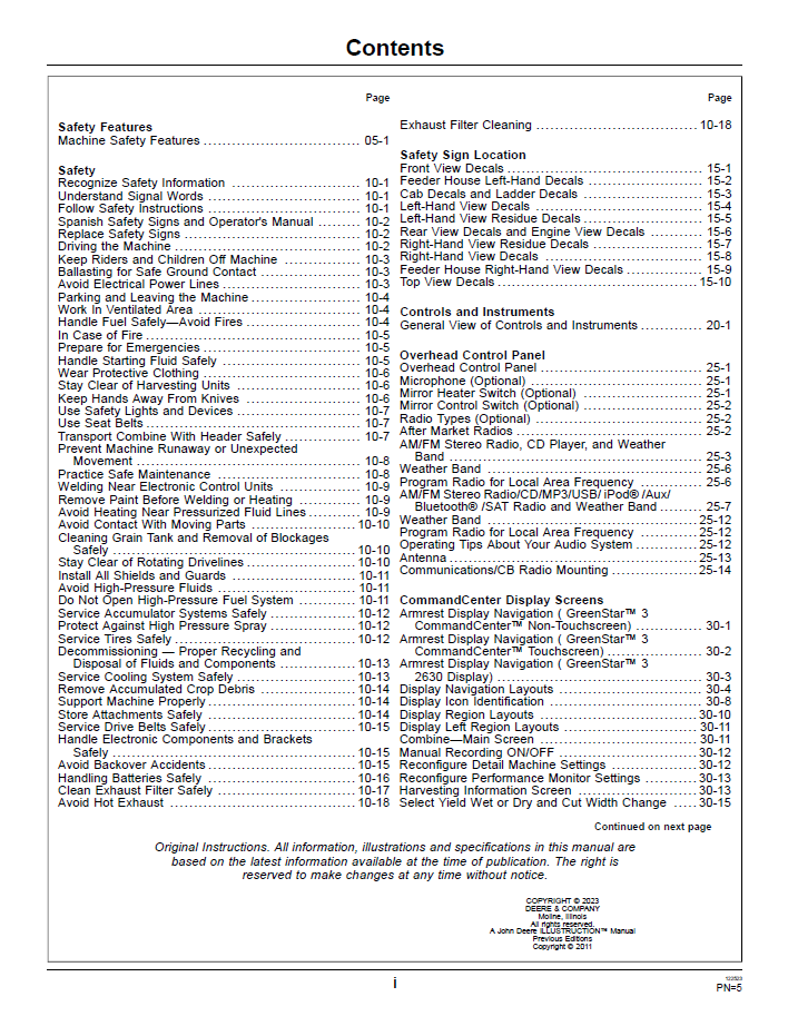 John Deere S670 Combine Operation Manual | OMHXE29687