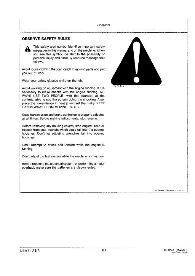 John Deere TM1244 Harvester Workshop & Maintenance Manual for 5720 Series