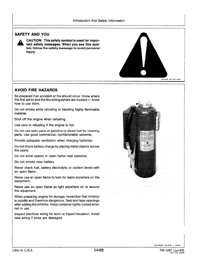 John Deere TM1291 Workshop Technical Manual for 450D-455D Machines