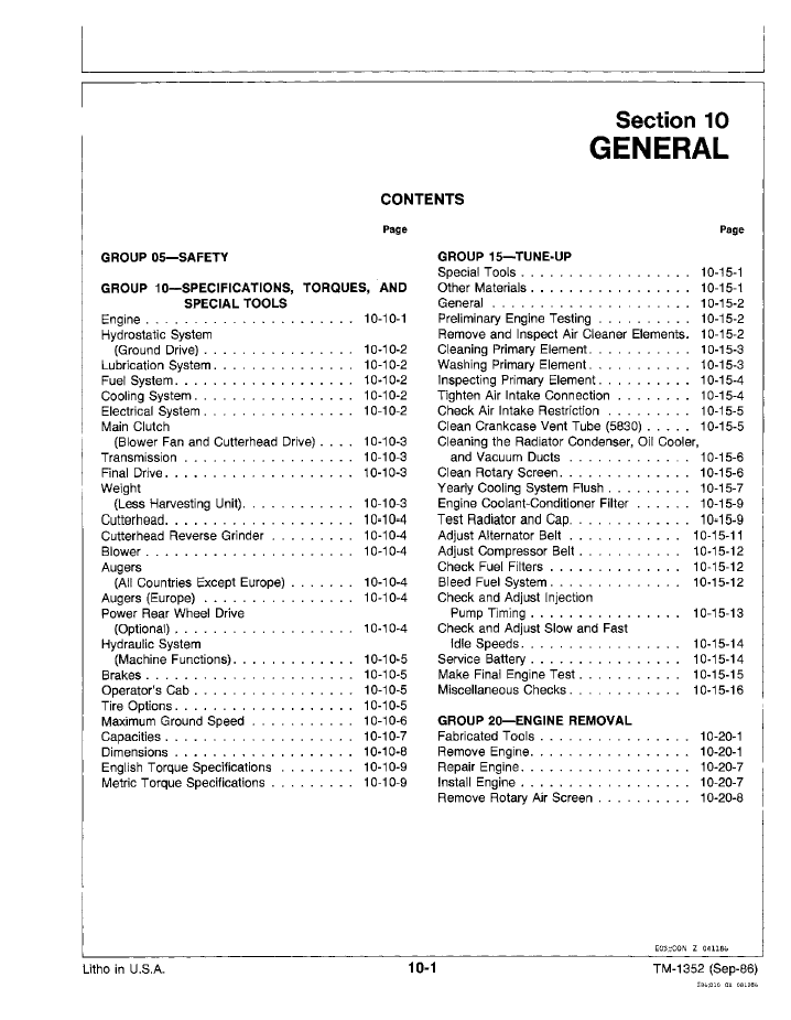 John Deere TM1352 Harvester Workshop & Maintenance Manual for 5730 Series