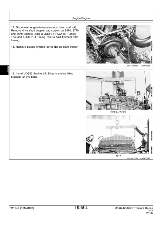 John Deere TM1549 Tractor Service & Repair Manual PDF Download