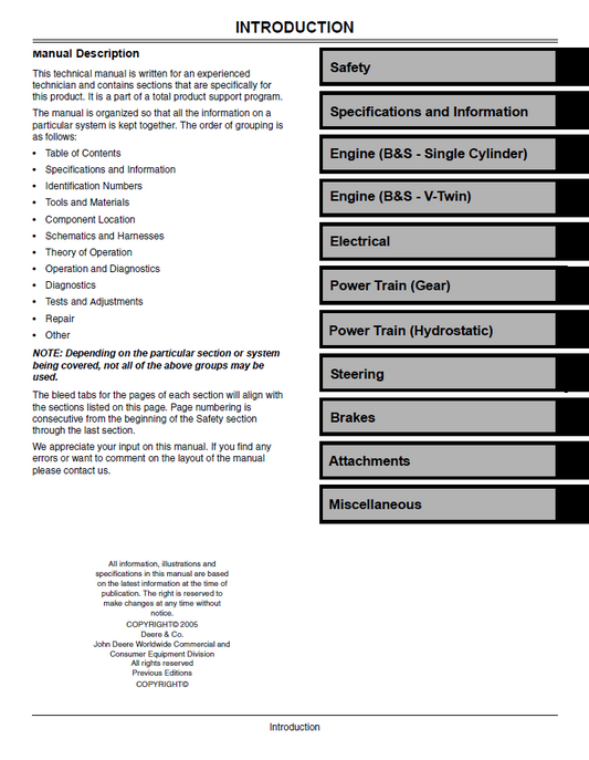 John Deere TM2328 Tractor Repair & Maintenance Manual for 100 Series